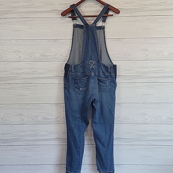 Indigo Blue Ankle Denim Women's Maternity Overalls Size L - Picture 6 of 11